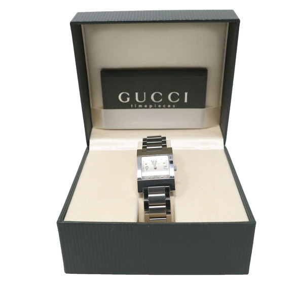 Gucci Swiss Stainless Original Rectangle Dial Bracelet Men Box - Picture 1 of 8